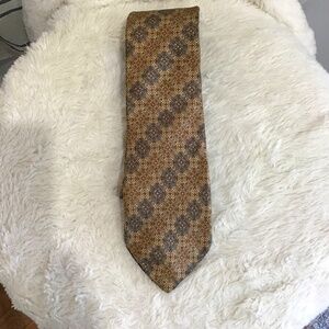 VTG Lanvin Paris New York Silk Men Tie Paisley Brown Blue Classic